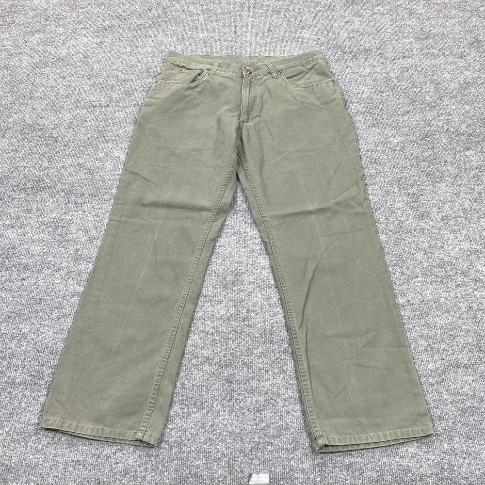 Bills Khakis Pants Mens 34x30 Green Classic Fit 5 Pocket Cotton Chino Casual